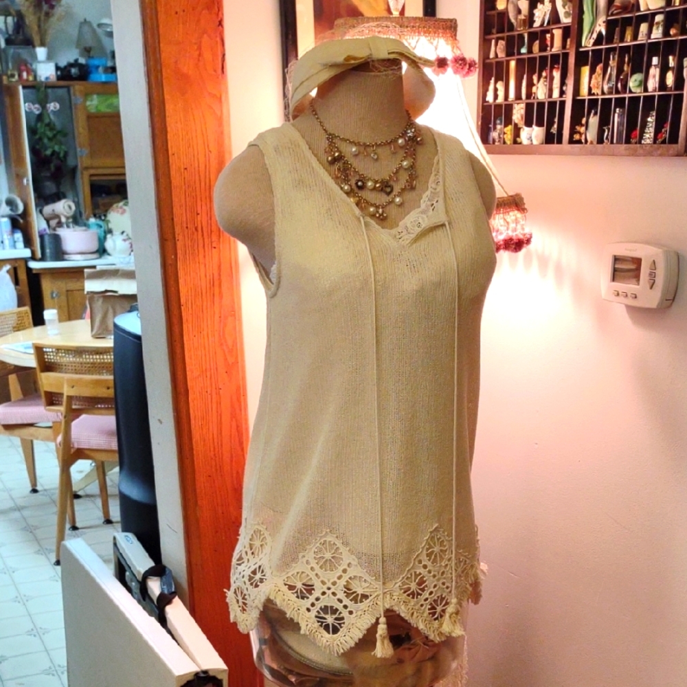 Elegant Cream Sleeveless Top